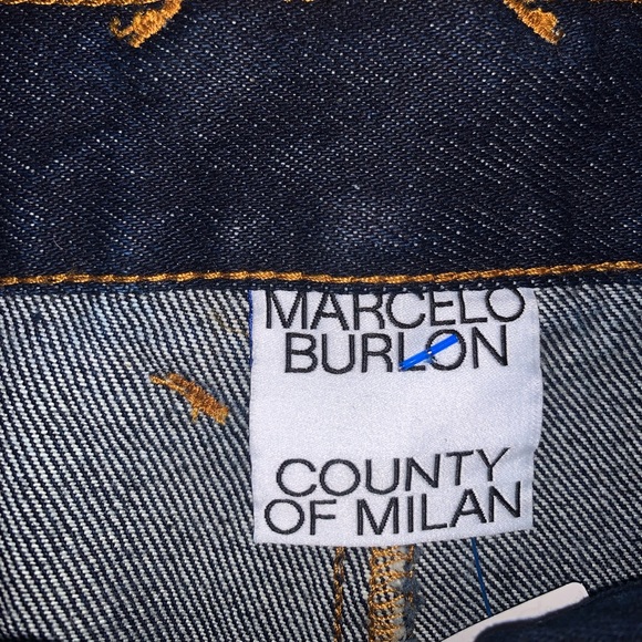 Marcelo Burlon Stone 5 Denim Pleated Jeans Pants Dark Blue Indigo 32 $800 - Picture 5 of 8